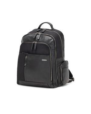 SQUADRA - Leather and Nylon Large Backpack-Black