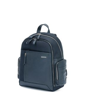 SQUADRA - Zaino Piccolo Pelle e Nylon - Blu Navy