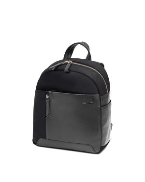 SQUADRA - Zaino City Pelle e Nylon-Nero