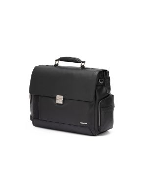 SQUADRA - Borsa Business con Patta Pelle e Nylon-Nero