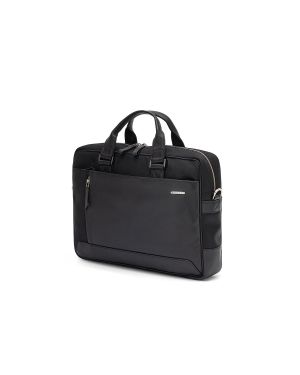 SQUADRA - Leather and Nylon Briefcase 2 Handles 1 Compartment-Black