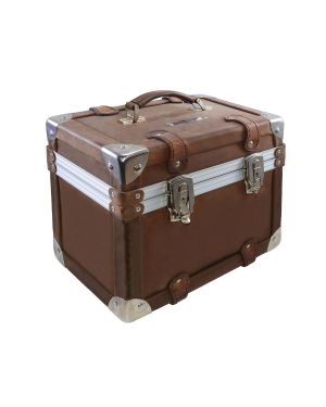 VINTAGE HOME - Beauty Case in Real Leather-Brown