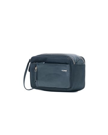 SQUADRA - Necessaire Uomo Pelle e Nylon - Blu Navy