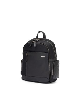 SQUADRA - Leather and Nylon Medium Backpack-Black