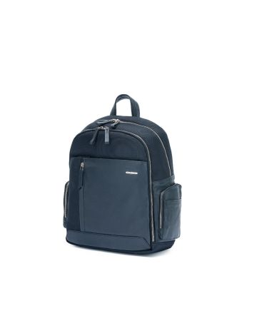 SQUADRA - Zaino Medio Pelle e Nylon - Blu Navy