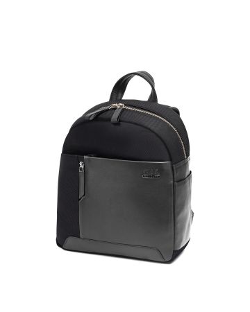 SQUADRA - Zaino City Pelle e Nylon-Nero