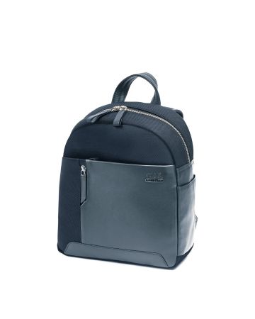 SQUADRA - Zaino City Pelle e Nylon - Blu Navy