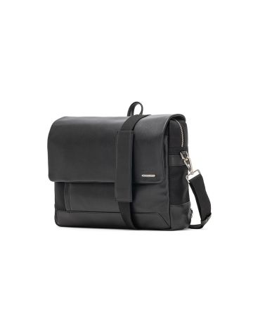 SQUADRA - Borsa Messanger Postino Pelle e Nylon-Nero