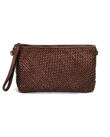 AMBRA - Large Zipped Leather Clutch Bag