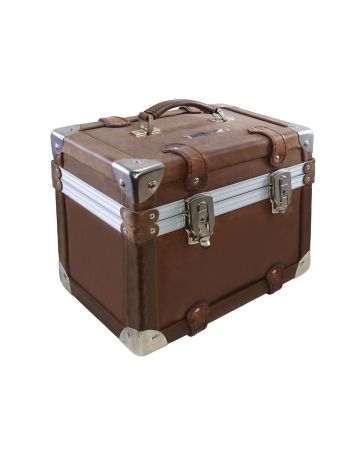 VINTAGE HOME - Beauty Case in Real Leather-Brown