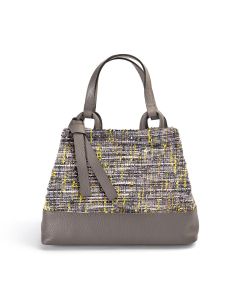 GEA- Shopper in vera pelle e tessuto