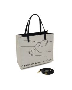 ABBRACCIAMI ANCORA- Tote Bag L-Bianco